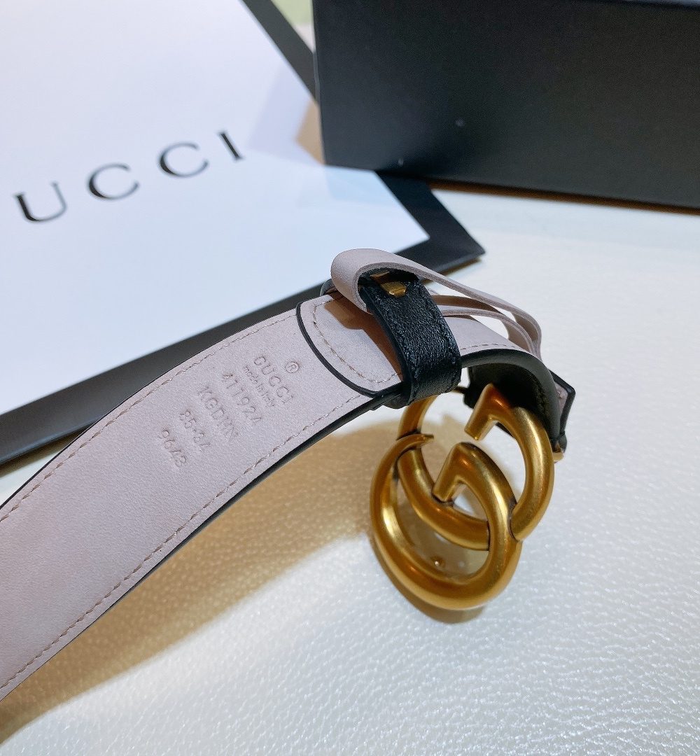 1:1 Replica Gucci GG Belt With Double G Buckle Beige/Black, Women Belt 625839 92TLT 9769