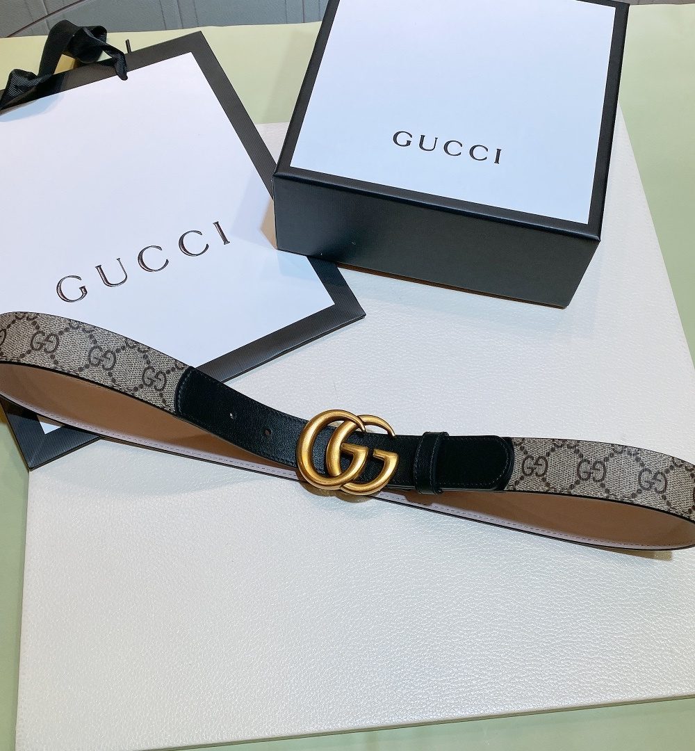 1:1 Replica Gucci GG Belt With Double G Buckle Beige/Black, Women Belt 625839 92TLT 9769