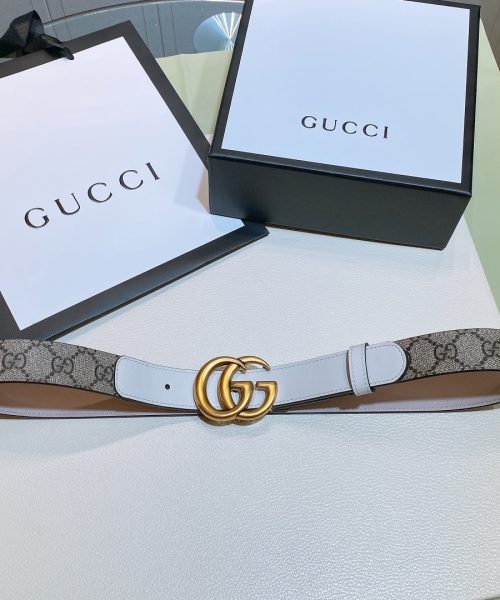 1:1 Replica Gucci GG Belt With Double G Buckle Beige/White, Women Belt ‎625839 92TLC 9761