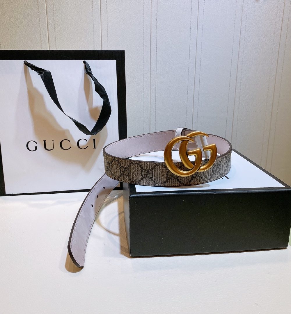 1:1 Replica Gucci GG Belt With Double G Buckle Beige/White, Women Belt 625839 92TLC 9761