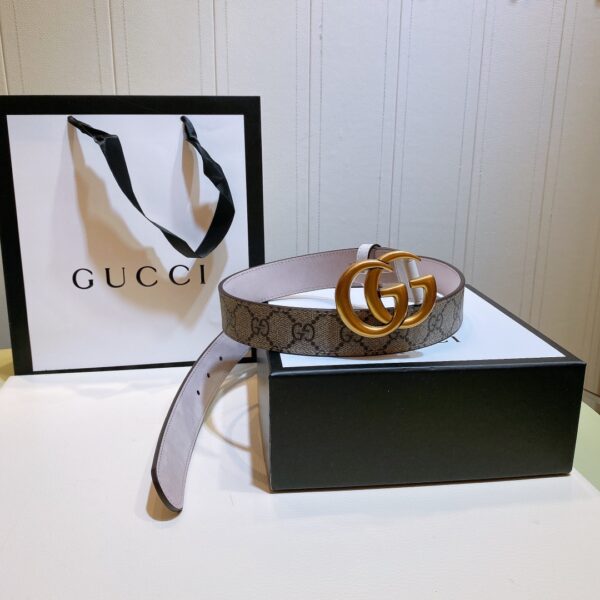 1:1 Replica Gucci GG Belt With Double G Buckle Beige/White, Women Belt ‎625839 92TLC 9761