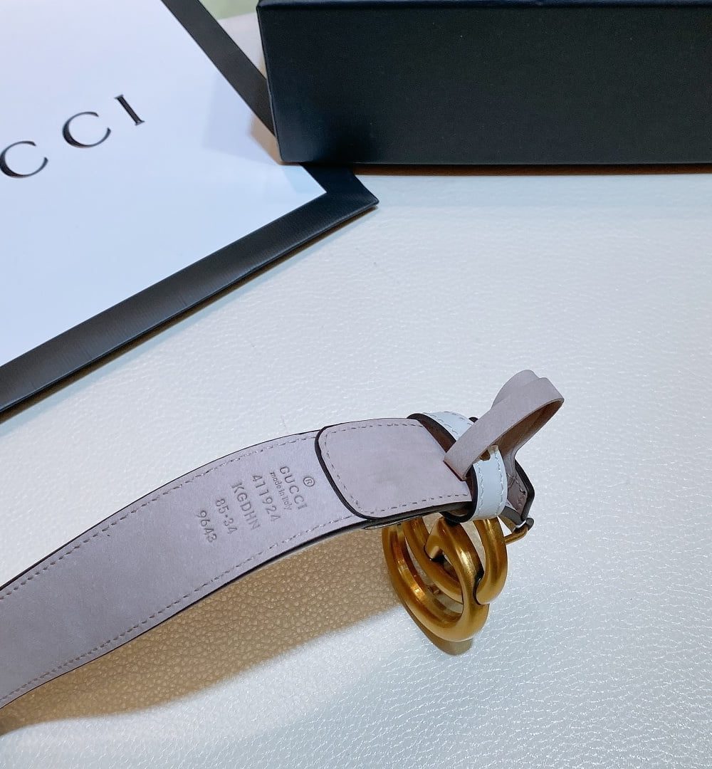 1:1 Replica Gucci GG Belt With Double G Buckle Beige/White, Women Belt 625839 92TLC 9761