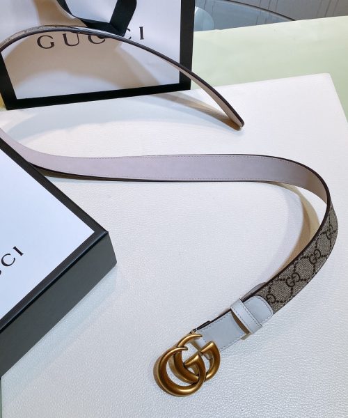 1:1 Replica Gucci GG Belt With Double G Buckle Beige/White, Women Belt ‎625839 92TLC 9761