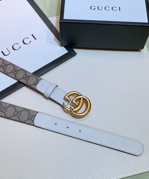 1:1 Replica Gucci GG Belt With Double G Buckle Beige/White, Women Belt ‎625839 92TLC 9761