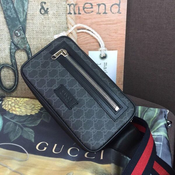 1:1 Replica Gucci GG Black Belt Bag Black/Grey Soft GG Supreme Crafted For Men 9in/24cm GG 474293 K9RRN 1095