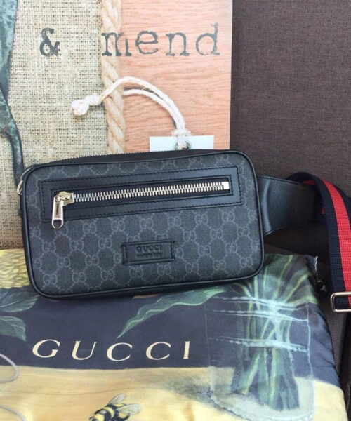1:1 Replica Gucci GG Black Belt Bag Black/Grey Soft GG Supreme Crafted For Men 9in/24cm GG 474293 K9RRN 1095