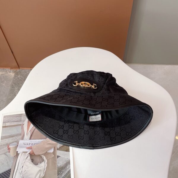 Gucci GG Canvas Bucket Hat With Horsebit Black GG Hat