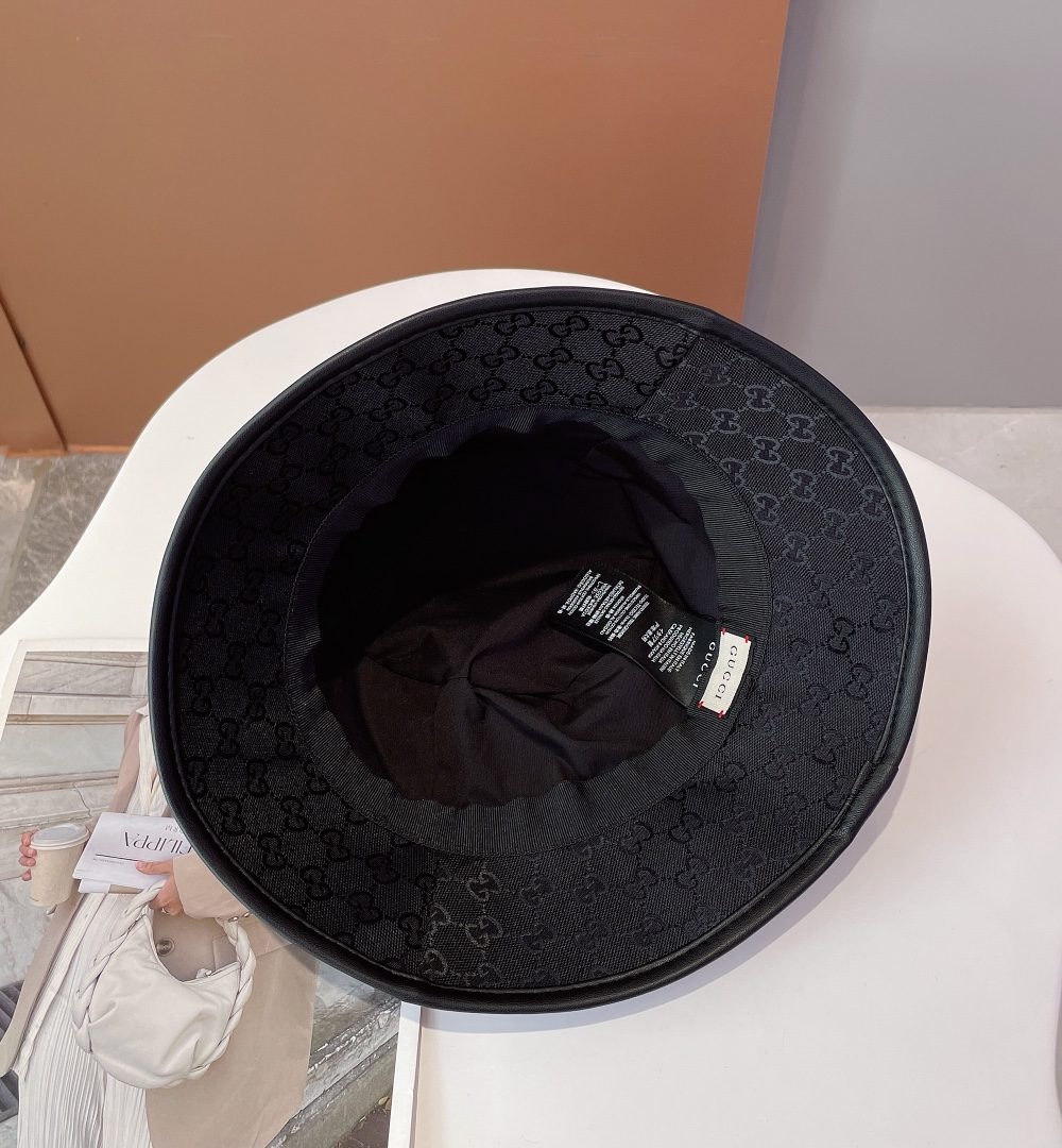 Gucci GG Canvas Bucket Hat With Horsebit Black GG Hat