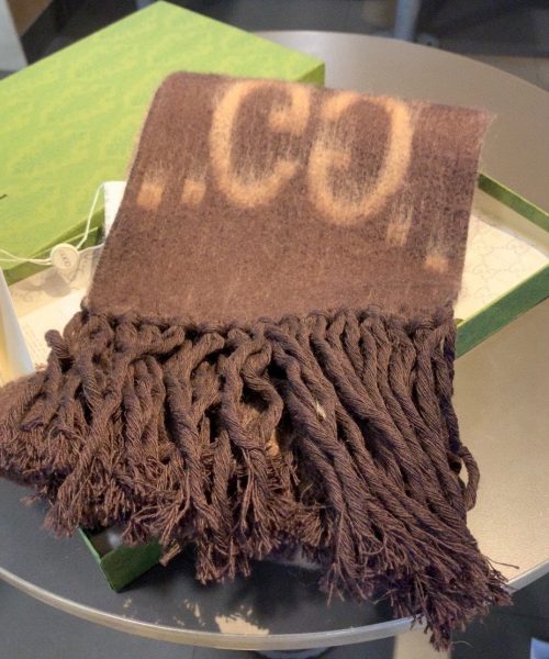 Gucci GG Cashmere Jacquard Scarf Brown 87in/220cm 