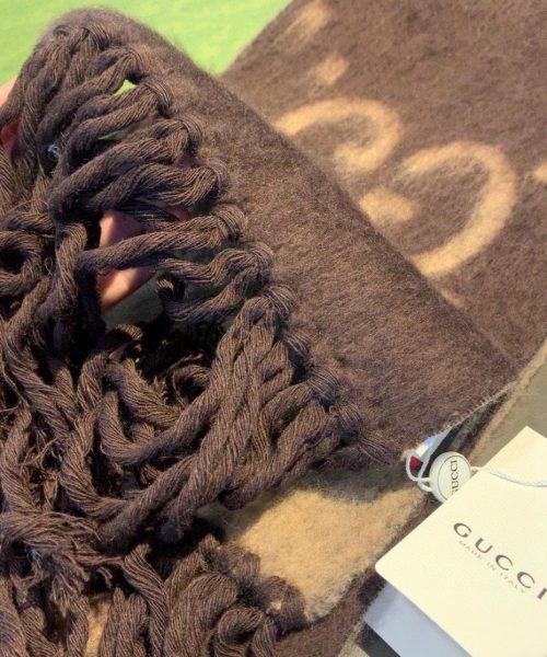 Gucci GG Cashmere Jacquard Scarf Brown 87in/220cm 