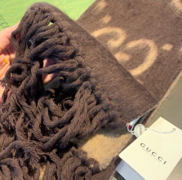 Gucci GG Cashmere Jacquard Scarf Brown 87in/220cm