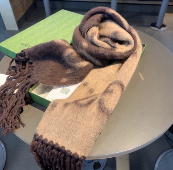 Gucci GG Cashmere Jacquard Scarf Brown 87in/220cm