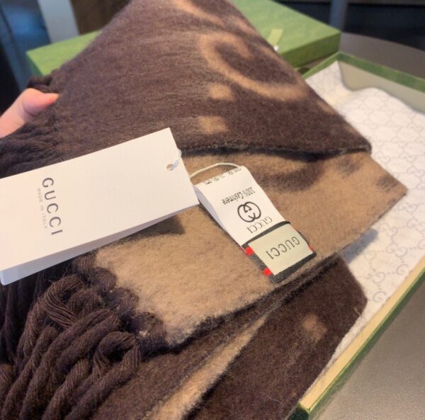Gucci GG Cashmere Jacquard Scarf Brown 87in/220cm