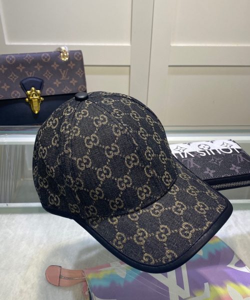 Gucci GG Denim Baseball Hat Black GG Hat