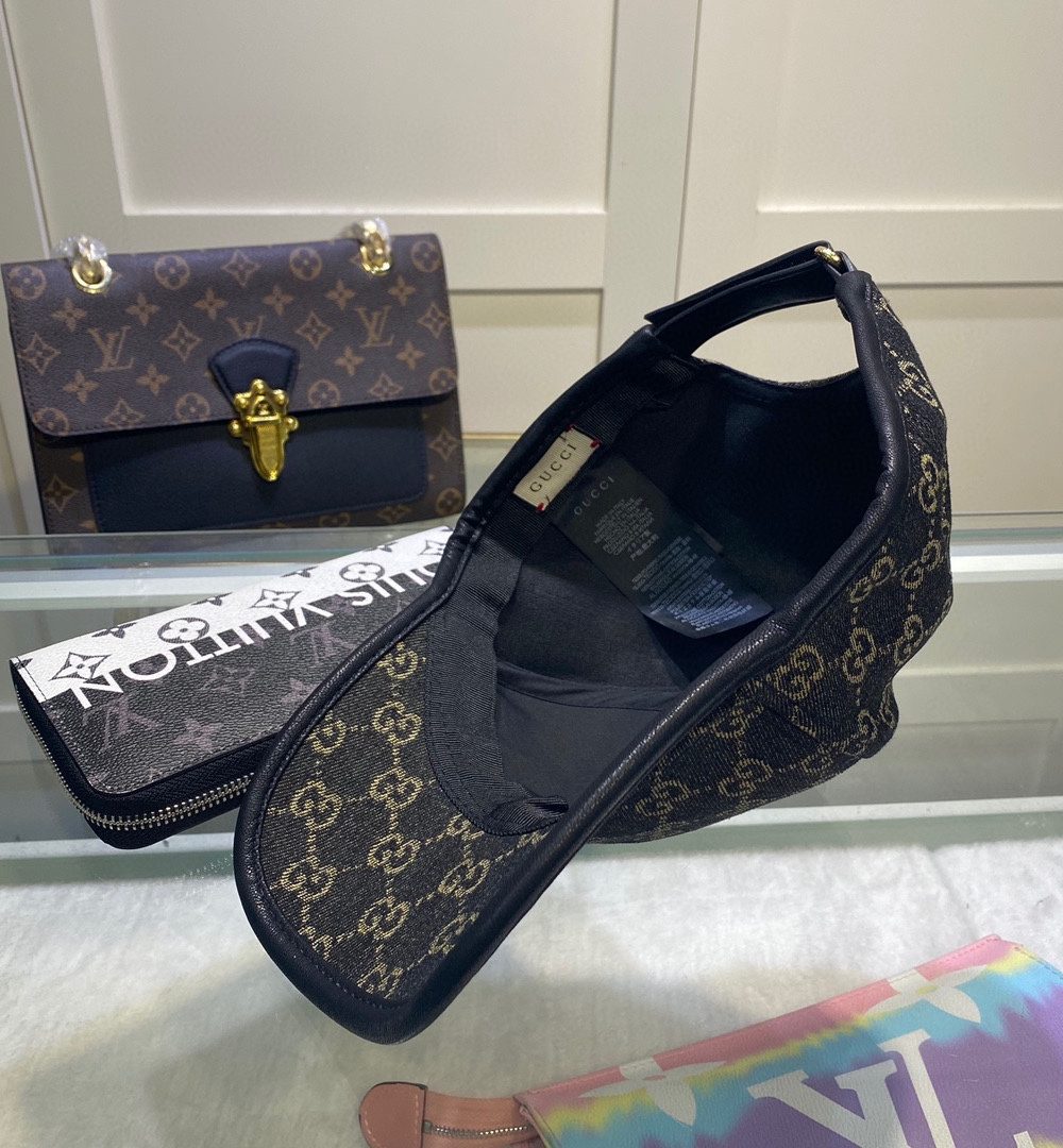 Gucci GG Denim Baseball Hat Black GG Hat