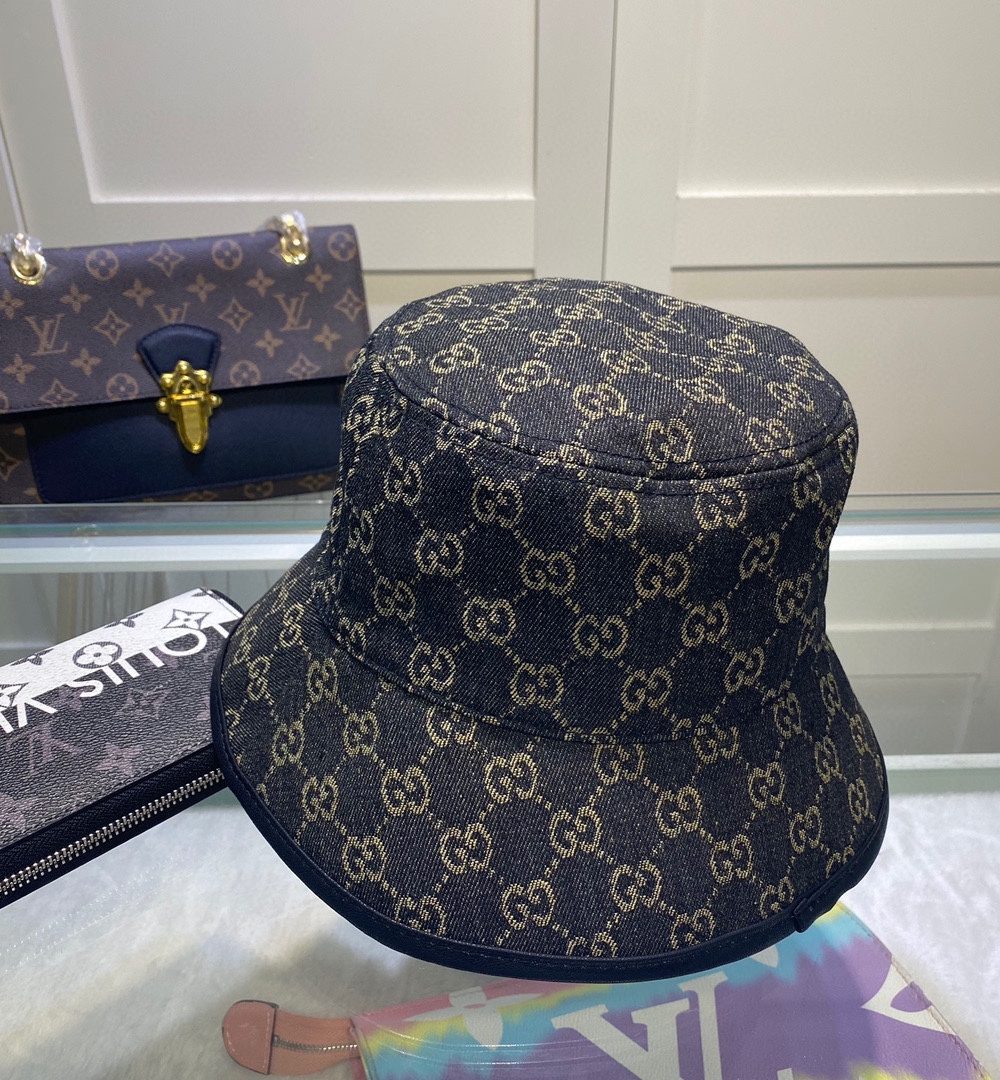 Gucci GG Denim Bucket Hat Black GG Hat