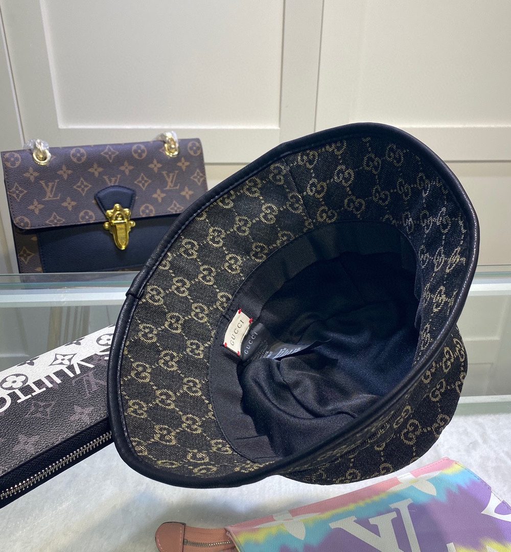 Gucci GG Denim Bucket Hat Black GG Hat