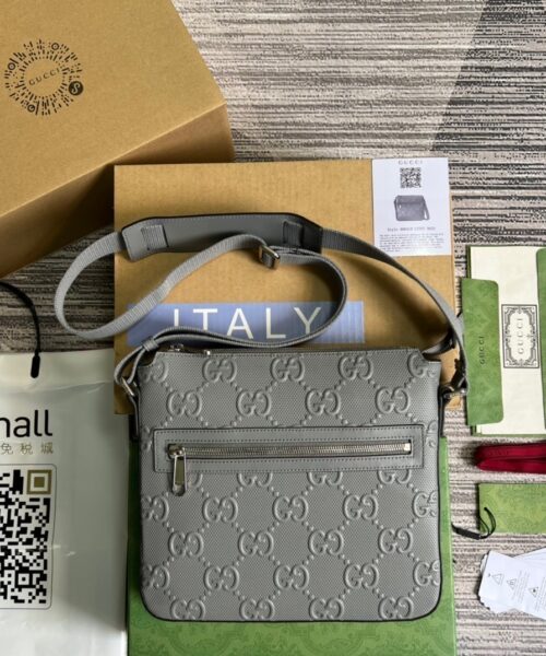 1:1 Replica Gucci GG Embossed Bag Grey GG Embossed  For Men 10.2in/26cm GG 406410 1W3CN 1275