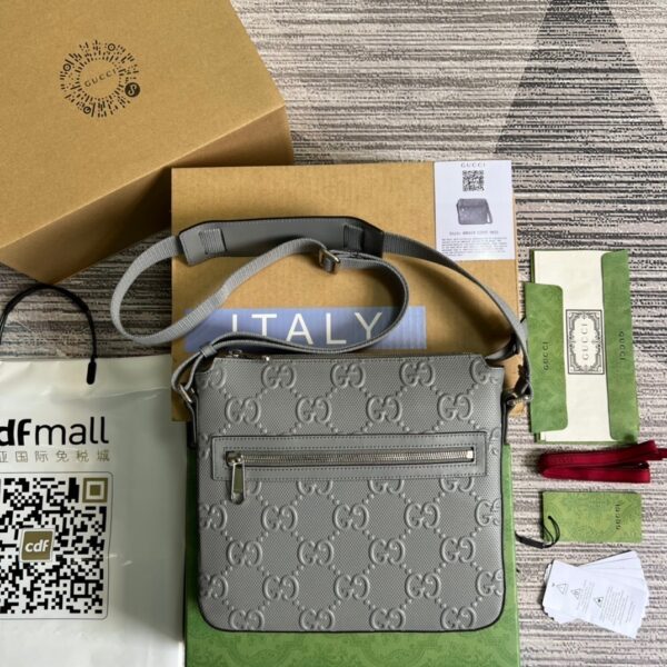 1:1 Replica Gucci GG Embossed Bag Grey GG Embossed  For Men 10.2in/26cm GG 406410 1W3CN 1275