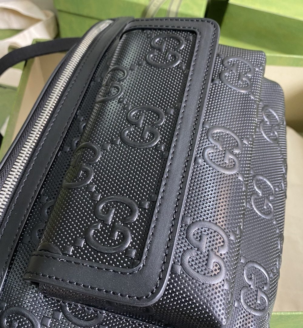 1:1 Replica Gucci GG Embossed Belt Bag Black GG Embossed For Men  11in/28cm GG 645093 1W3CN 1000