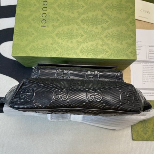 1:1 Replica Gucci GG Embossed Belt Bag Black GG Embossed For Men  11in/28cm GG 645093 1W3CN 1000