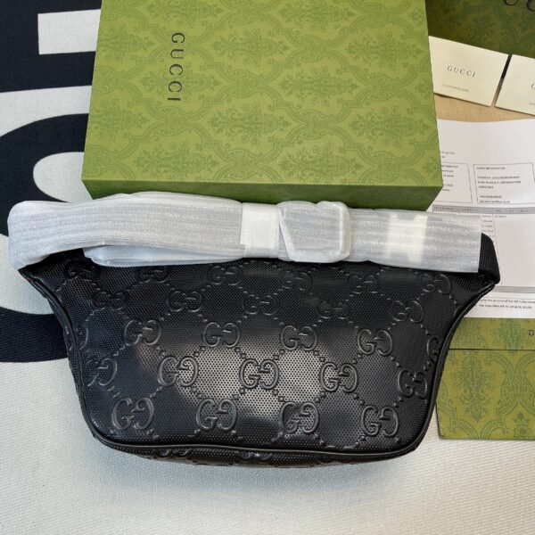 1:1 Replica Gucci GG Embossed Belt Bag Black GG Embossed For Men  11in/28cm GG 645093 1W3CN 1000