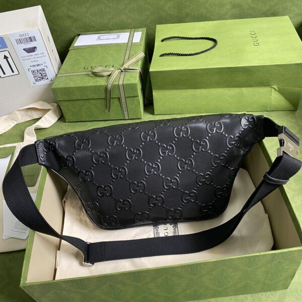 1:1 Replica Gucci GG Embossed Belt Bag Black GG Embossed For Men  11in/28cm GG 645093 1W3CN 1000