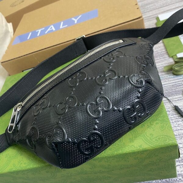 1:1 Replica Gucci GG Embossed Belt Bag Black GG Embossed For Men  9.1in/23cm GG 658582 1W3CN 1000