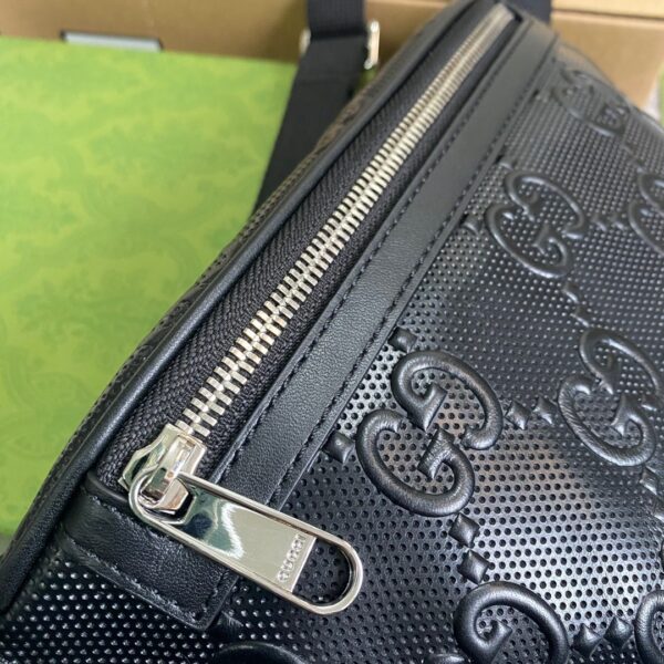1:1 Replica Gucci GG Embossed Belt Bag Black GG Embossed For Men  9.1in/23cm GG 658582 1W3CN 1000