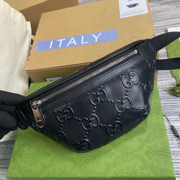 1:1 Replica Gucci GG Embossed Belt Bag Black GG Embossed For Men  9.1in/23cm GG 658582 1W3CN 1000