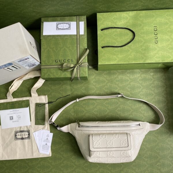 1:1 Replica Gucci GG Embossed Belt Bag White GG Embossed For Men  11in/28cm GG
