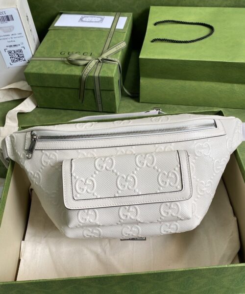 1:1 Replica Gucci GG Embossed Belt Bag White GG Embossed For Men  11in/28cm GG