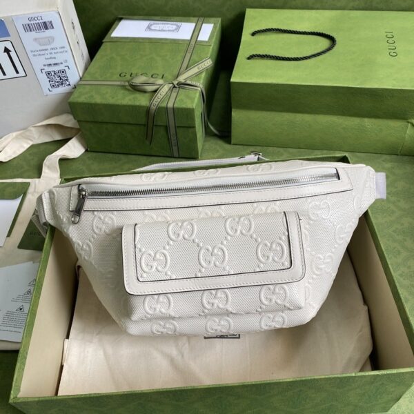 1:1 Replica Gucci GG Embossed Belt Bag White GG Embossed For Men  11in/28cm GG