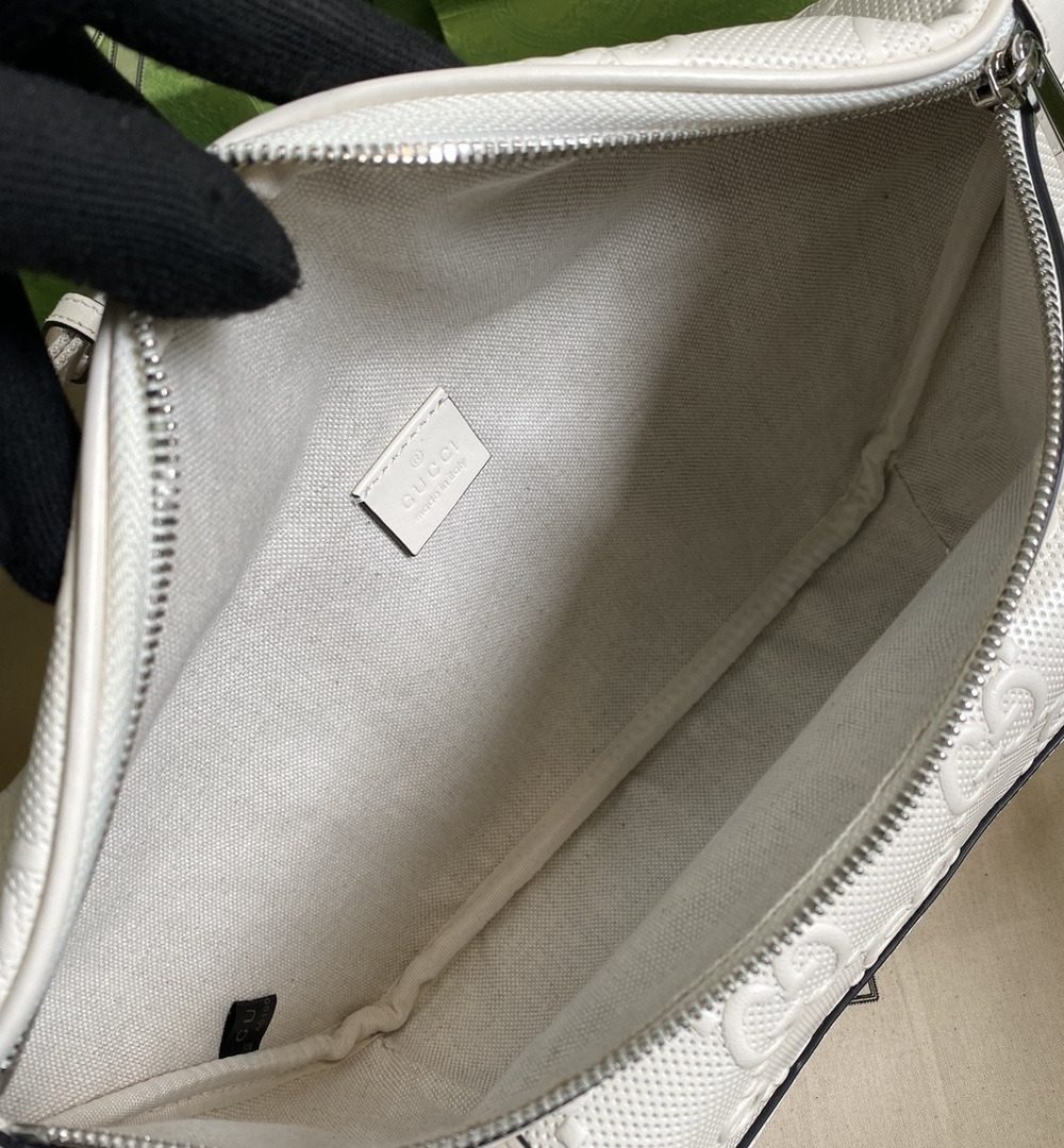 1:1 Replica Gucci GG Embossed Belt Bag White GG Embossed For Men  11in/28cm GG