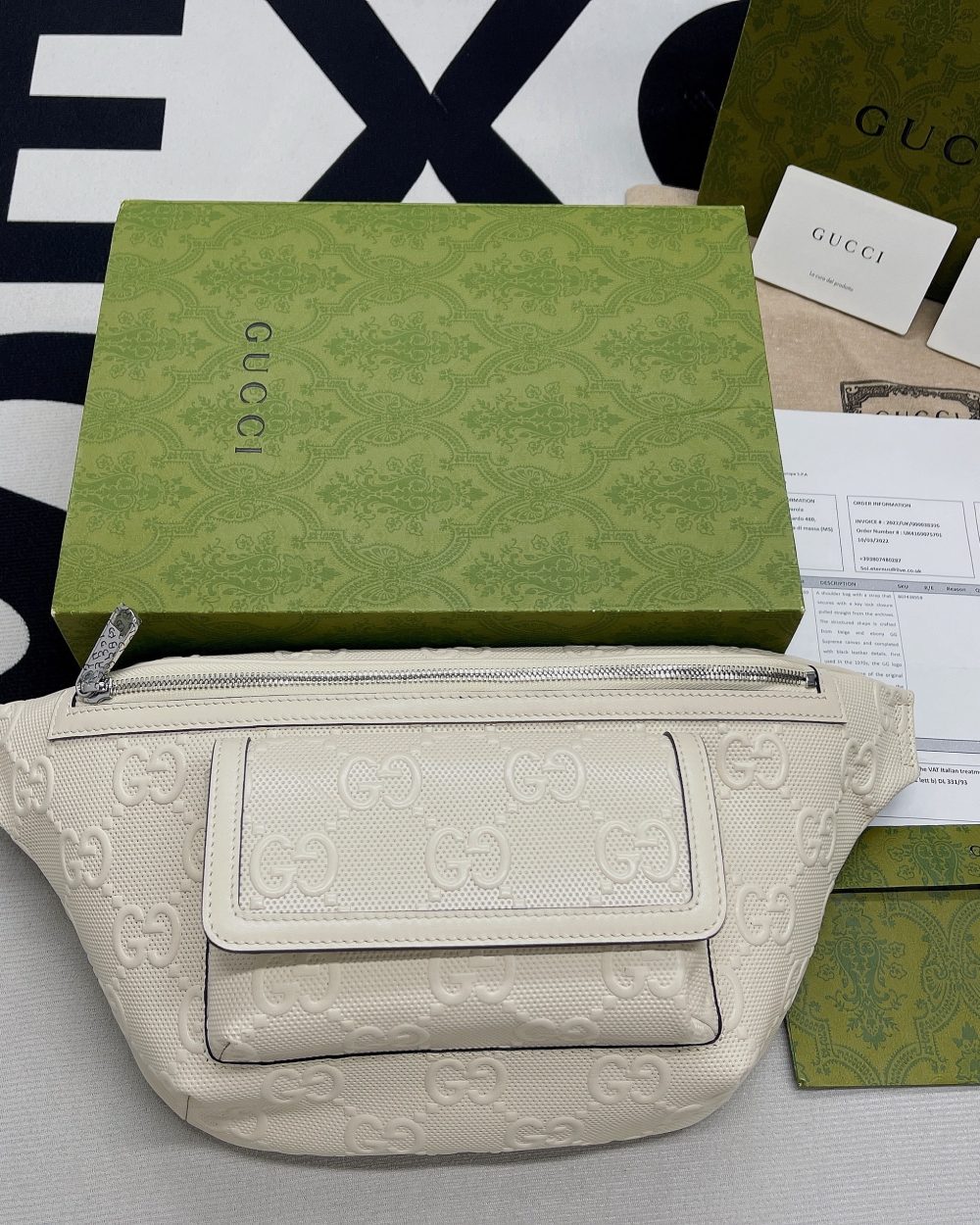 1:1 Replica Gucci GG Embossed Belt Bag White GG Embossed For Men  11in/28cm GG