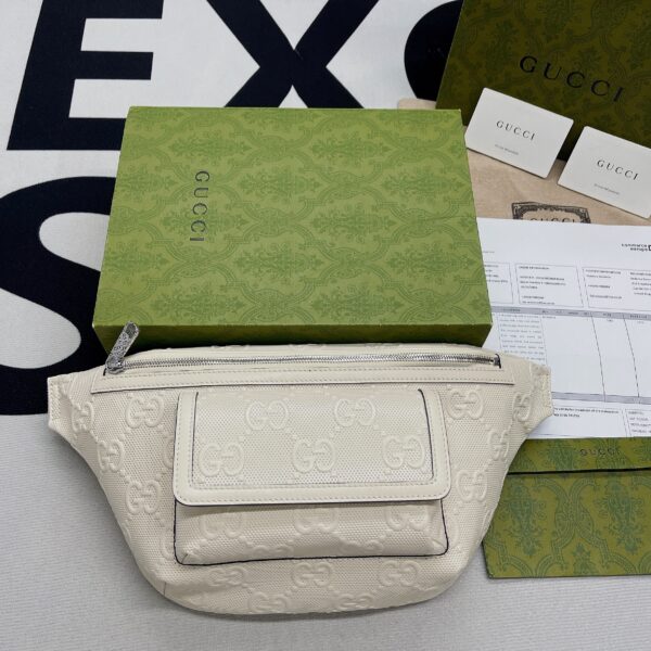 1:1 Replica Gucci GG Embossed Belt Bag White GG Embossed For Men  11in/28cm GG