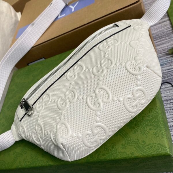 1:1 Replica Gucci GG Embossed Belt Bag White GG Embossed For Men  9.1in/23cm GG 658582 1W3CN 9022