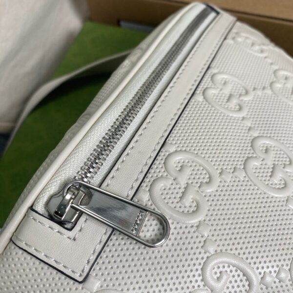 1:1 Replica Gucci GG Embossed Belt Bag White GG Embossed For Men  9.1in/23cm GG 658582 1W3CN 9022