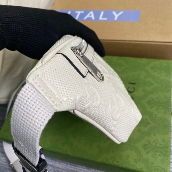1:1 Replica Gucci GG Embossed Belt Bag White GG Embossed For Men  9.1in/23cm GG 658582 1W3CN 9022