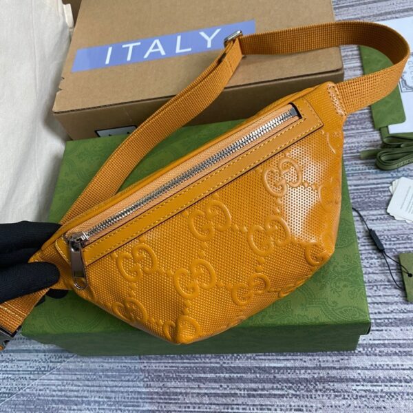 1:1 Replica Gucci GG Embossed Belt Bag Yellow GG Embossed For Men  9.1in/23cm GG