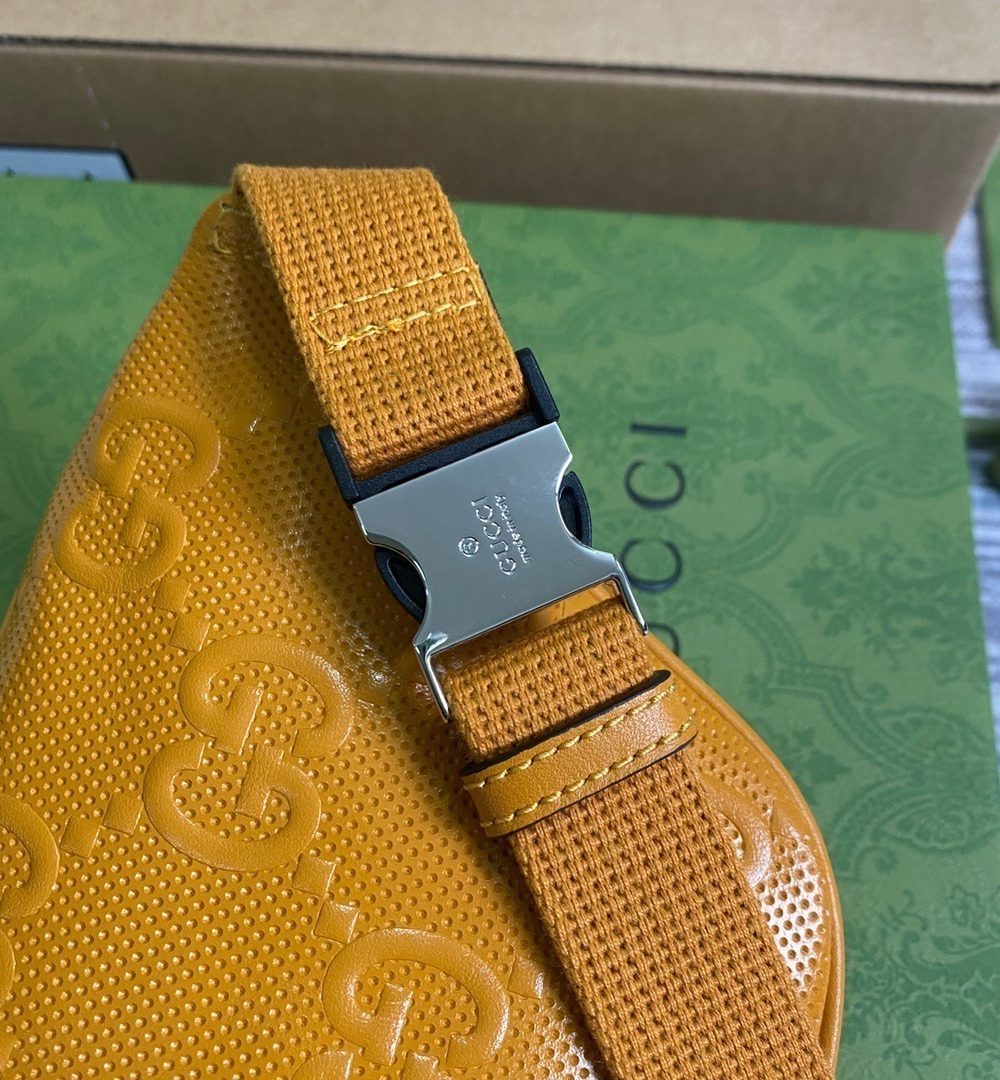 1:1 Replica Gucci GG Embossed Belt Bag Yellow GG Embossed For Men  9.1in/23cm GG