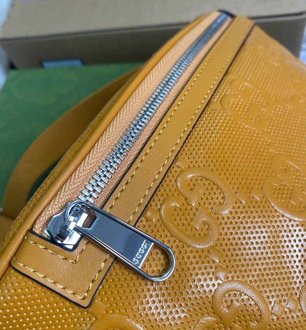 1:1 Replica Gucci GG Embossed Belt Bag Yellow GG Embossed For Men  9.1in/23cm GG