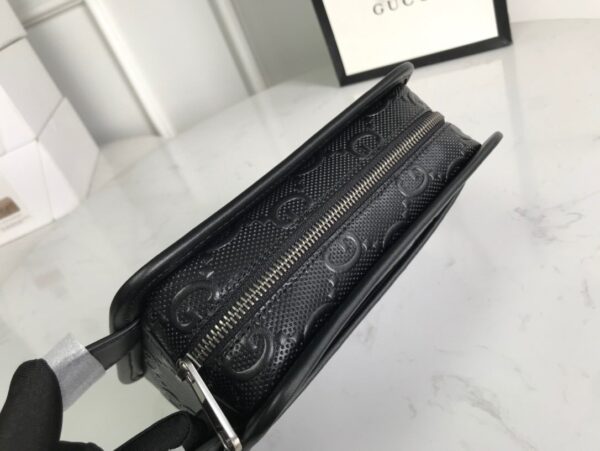 1:1 Replica Gucci GG Embossed Cosmetic Case Black GG Embossed For Men  9in/23cm GG495