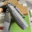 1:1 Replica Gucci GG Embossed Medium Messenger Bag Grey GG Embossed For Men 12in/31cm GG