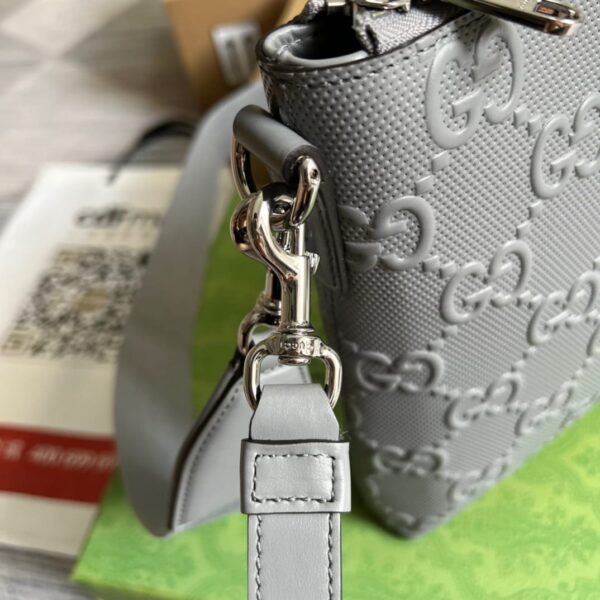 1:1 Replica Gucci GG Embossed Medium Messenger Bag Grey GG Embossed For Men 12in/31cm GG