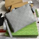 1:1 Replica Gucci GG Embossed Medium Messenger Bag Grey GG Embossed For Men 12in/31cm GG