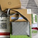 1:1 Replica Gucci GG Embossed Medium Messenger Bag Grey GG Embossed For Men 12in/31cm GG