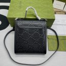 1:1 Replica Gucci GG Embossed Messenger Bag Black GG Embossed For Men 8.1in/20.5cm GG 625782 1W3AN 1000465