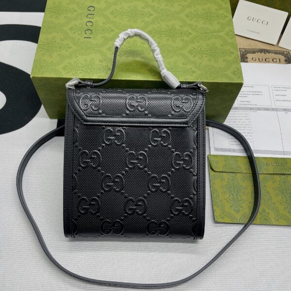 1:1 Replica Gucci GG Embossed Messenger Bag Black GG Embossed For Men 8.1in/20.5cm GG 625782 1W3AN 1000465