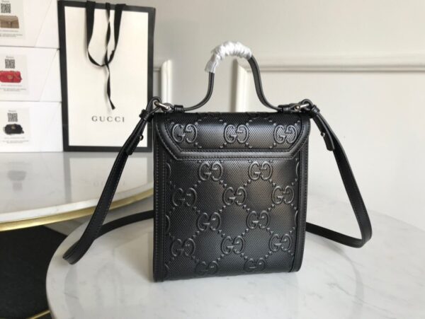 1:1 Replica Gucci GG Embossed Messenger Bag Black GG Embossed For Men 8.1in/20.5cm GG 625782 1W3AN 1000465